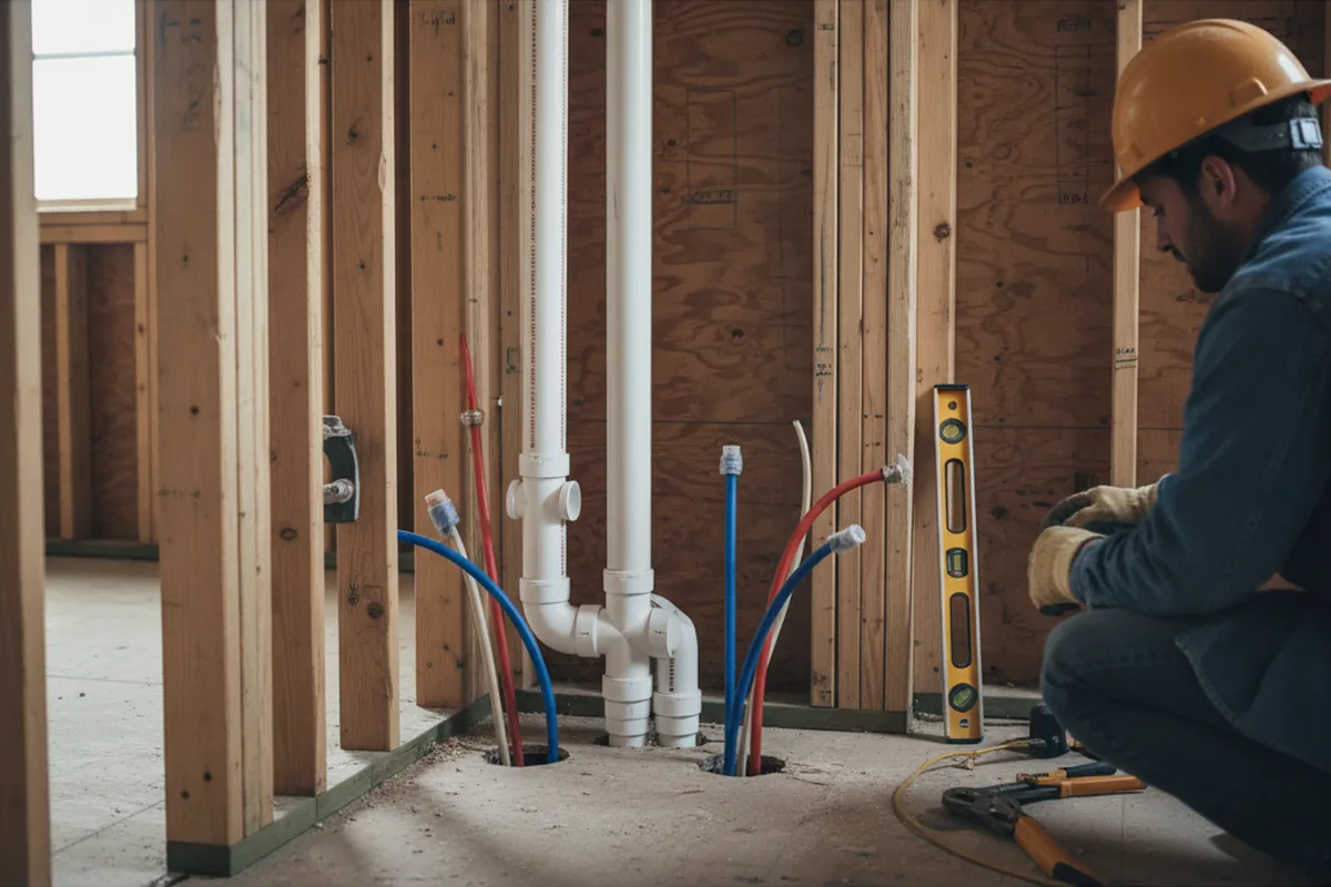 Drain and supply rough-in during Sump Pump Repair in Sellersburg