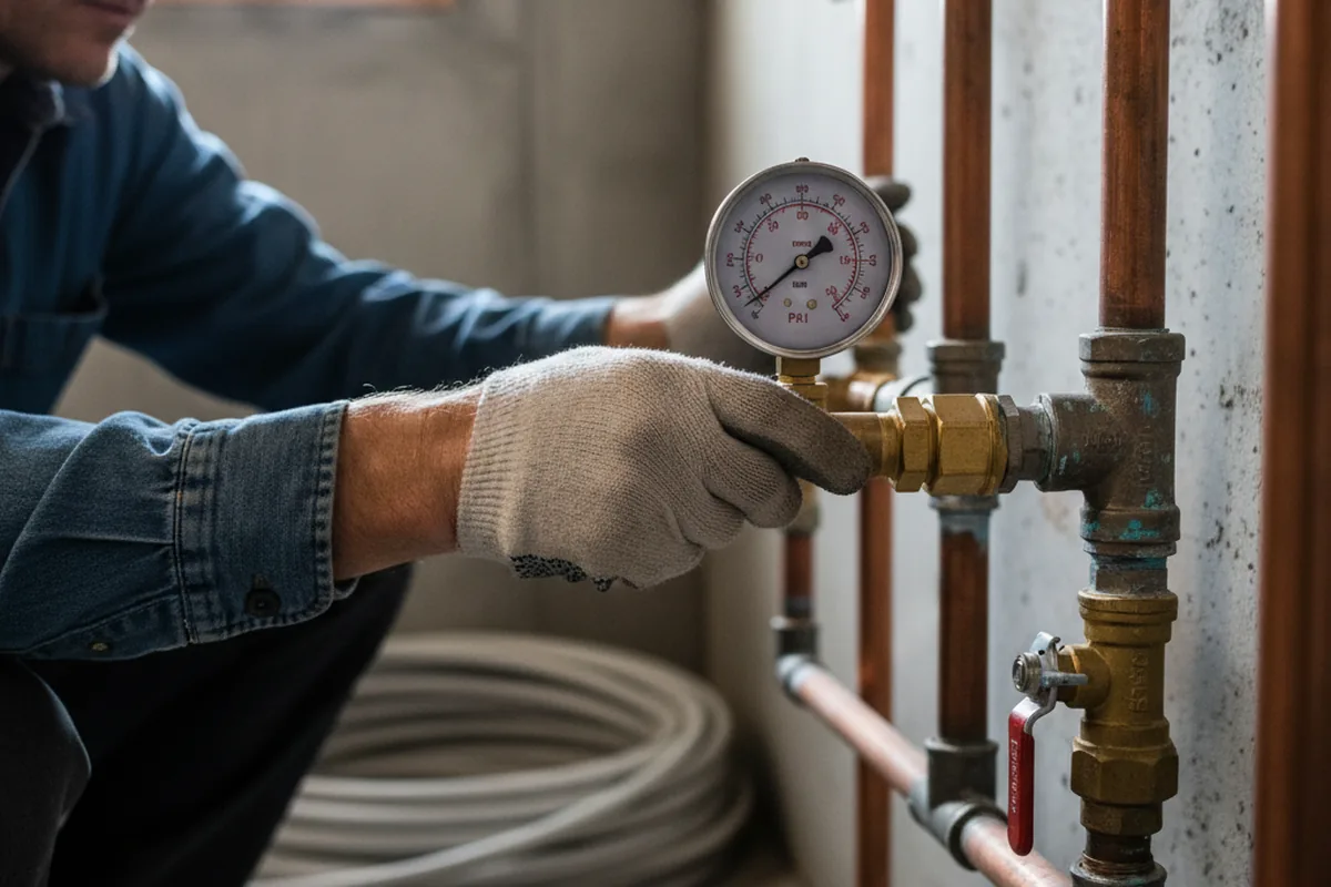 Pressure testing a repaired line during Water Line Repair in Sellersburg